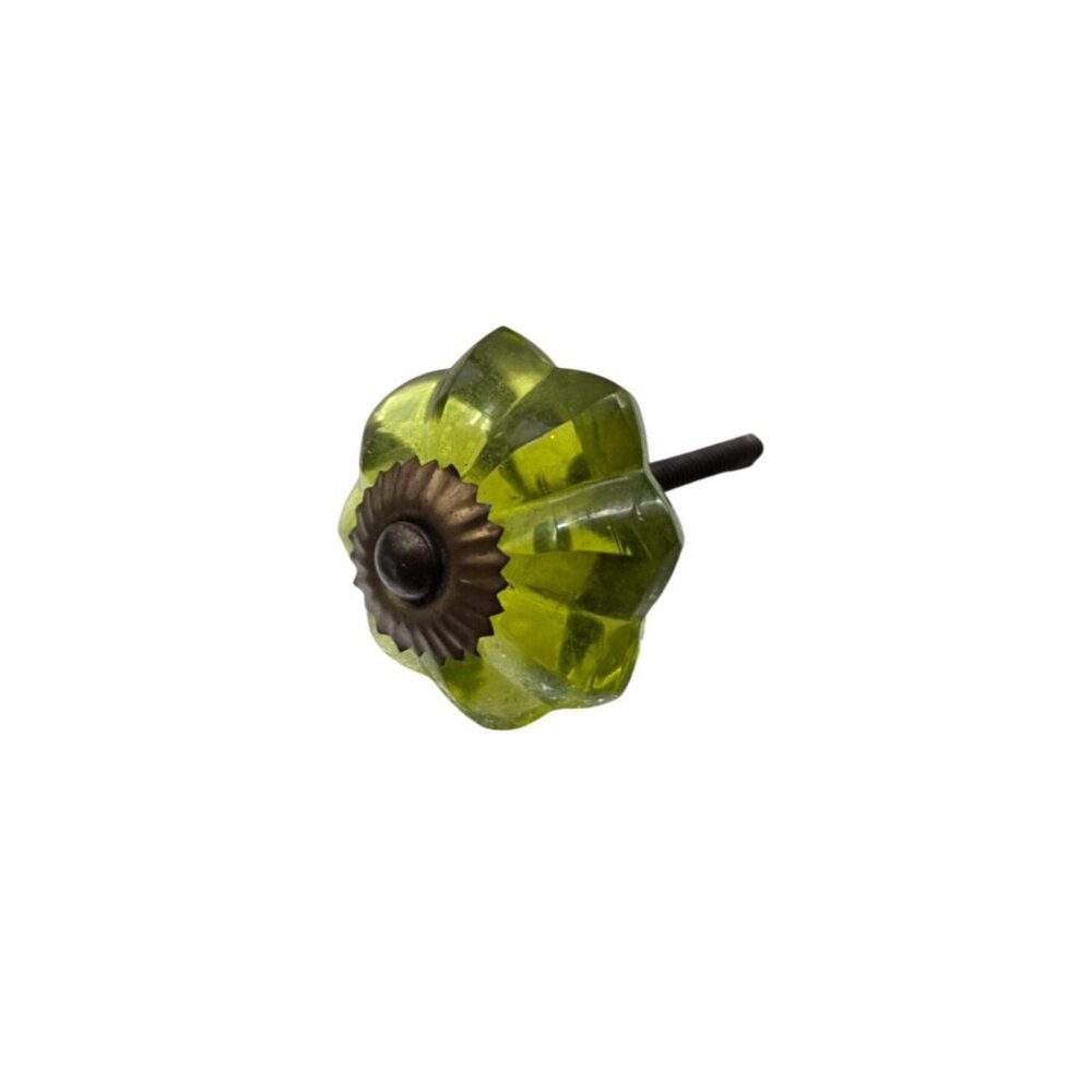 Vintage Green Glass Drawer‎ Knob With Antique Bronze Hardware